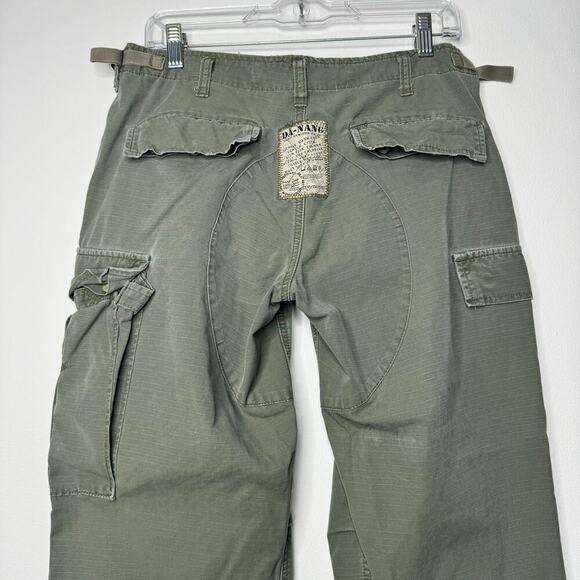 DA-NANG Cargo Dragon Floral Embroidered Pants Green Y2K Low Rise Small - Picture 9 of 11